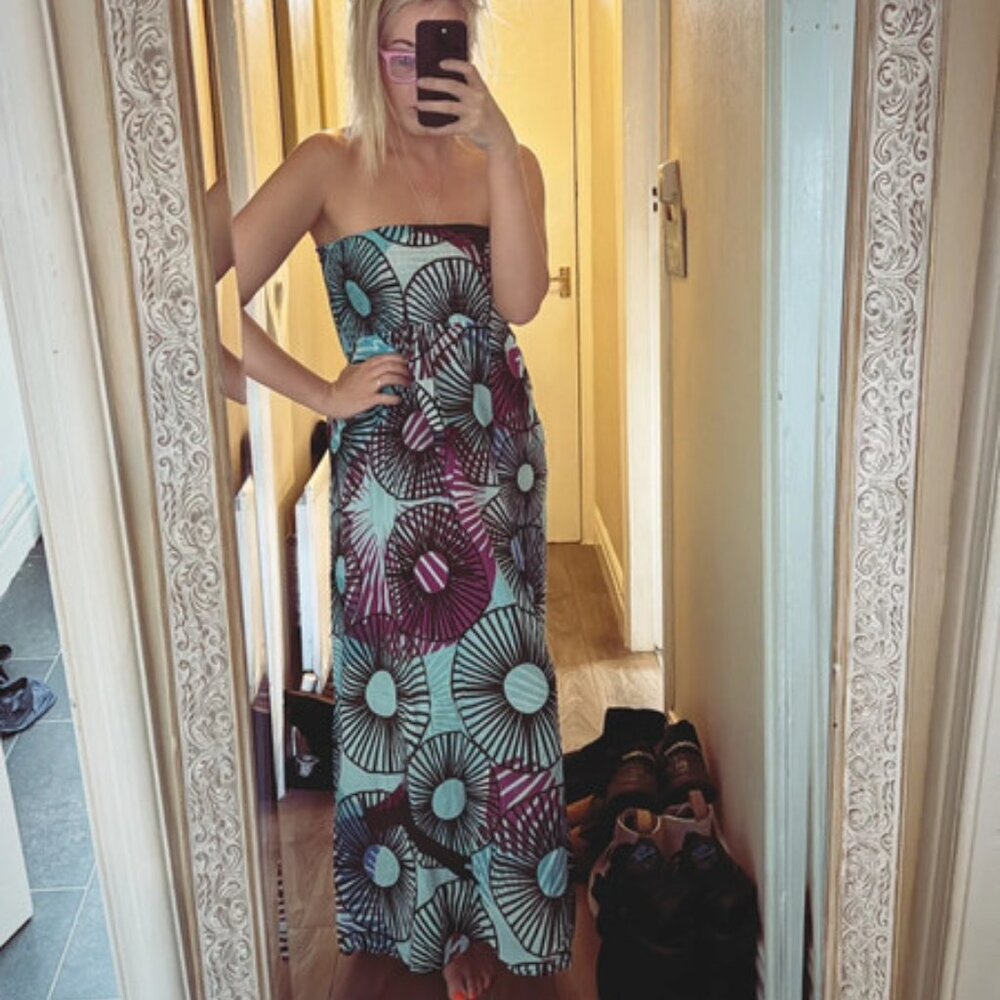 Women’s Blue Patterned summer maxi dress - one size